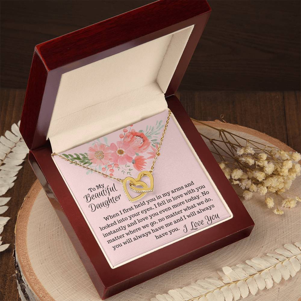 To My Beautiful Daughter - Interlocked Hearts Interlocking Hearts Necklace