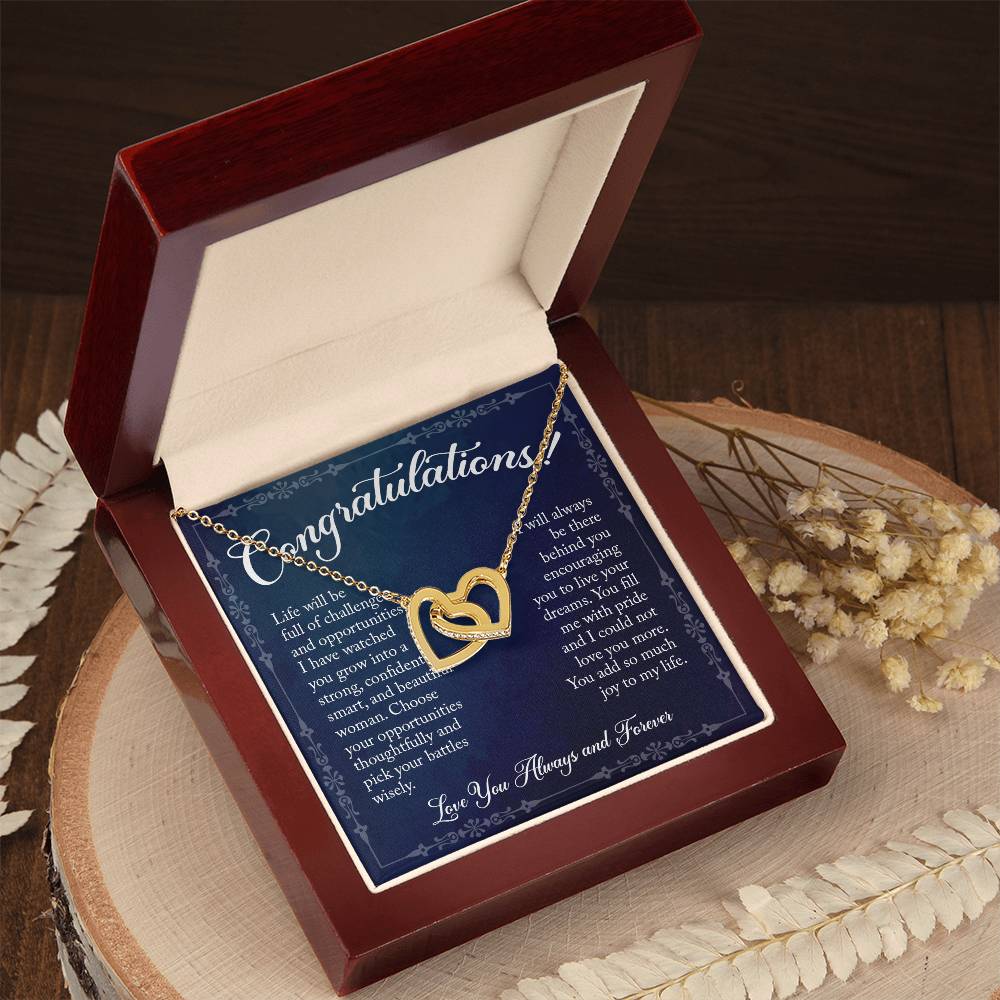 Congratulations! Gift For Graduation - Linked Hearts Necklace Interlocking Hearts Necklace