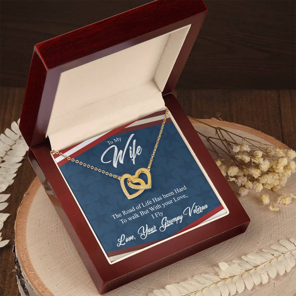 To My Wife-With Your Life I Fly-Interlocking Necklace Interlocking Hearts Necklace