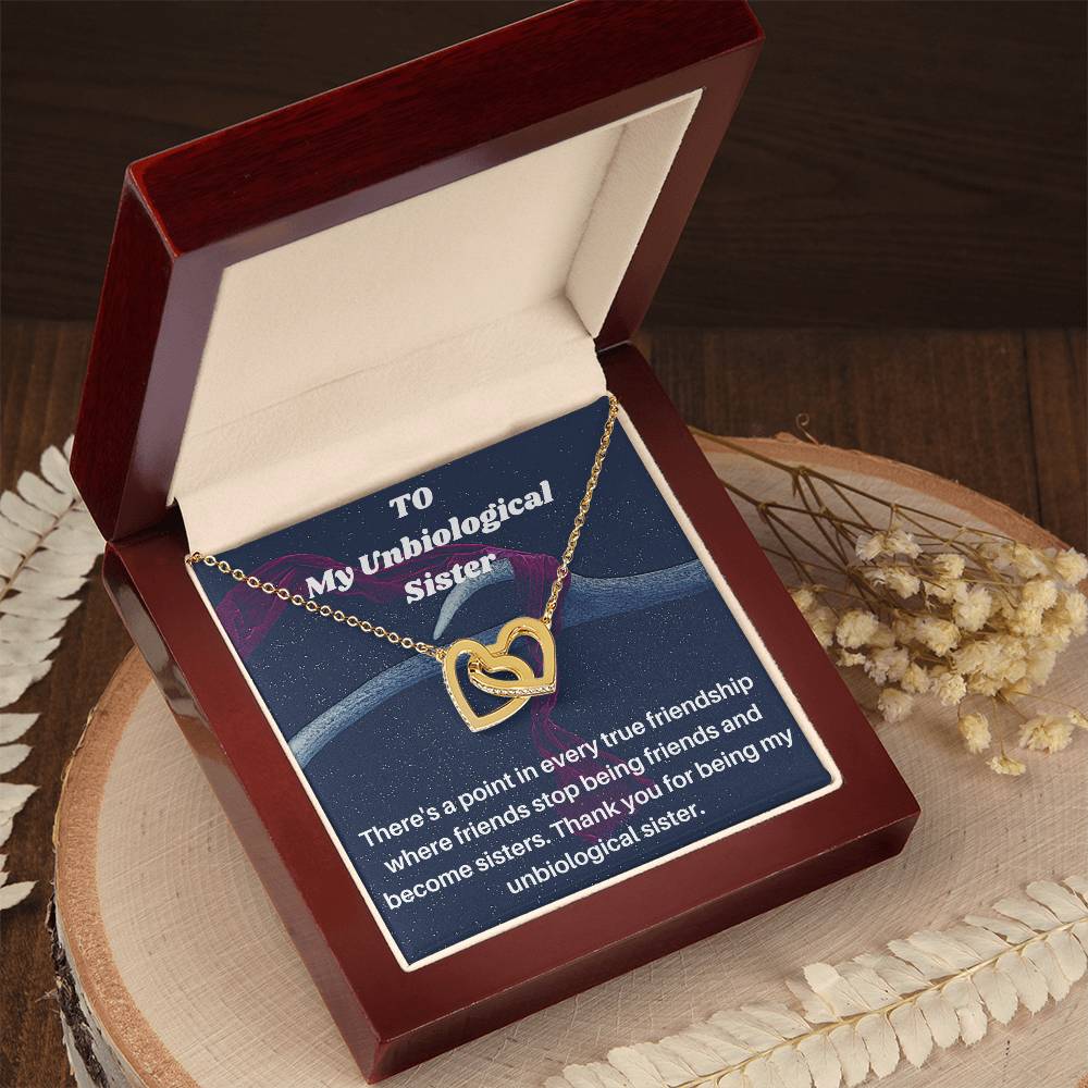 Unbiological Sister Gift Best Friend Necklace Big Little Sorority Soul Sister Bridesmaid Gift 14Kt Gold Filled Interlocking Hearts Necklace