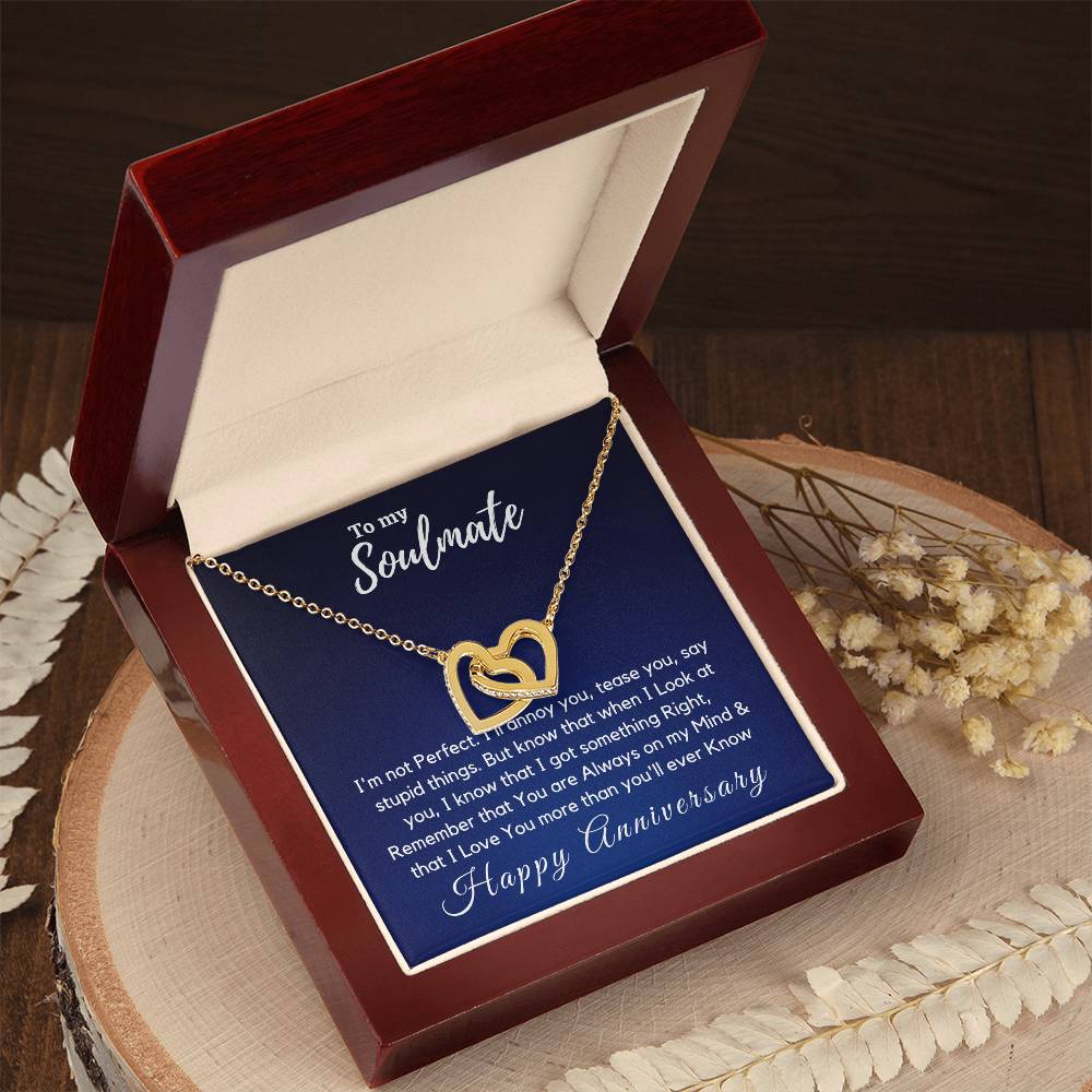 On You'Re Always On My Mind Necklace - Anniversary Gift For Her Interlocking Hearts Necklace