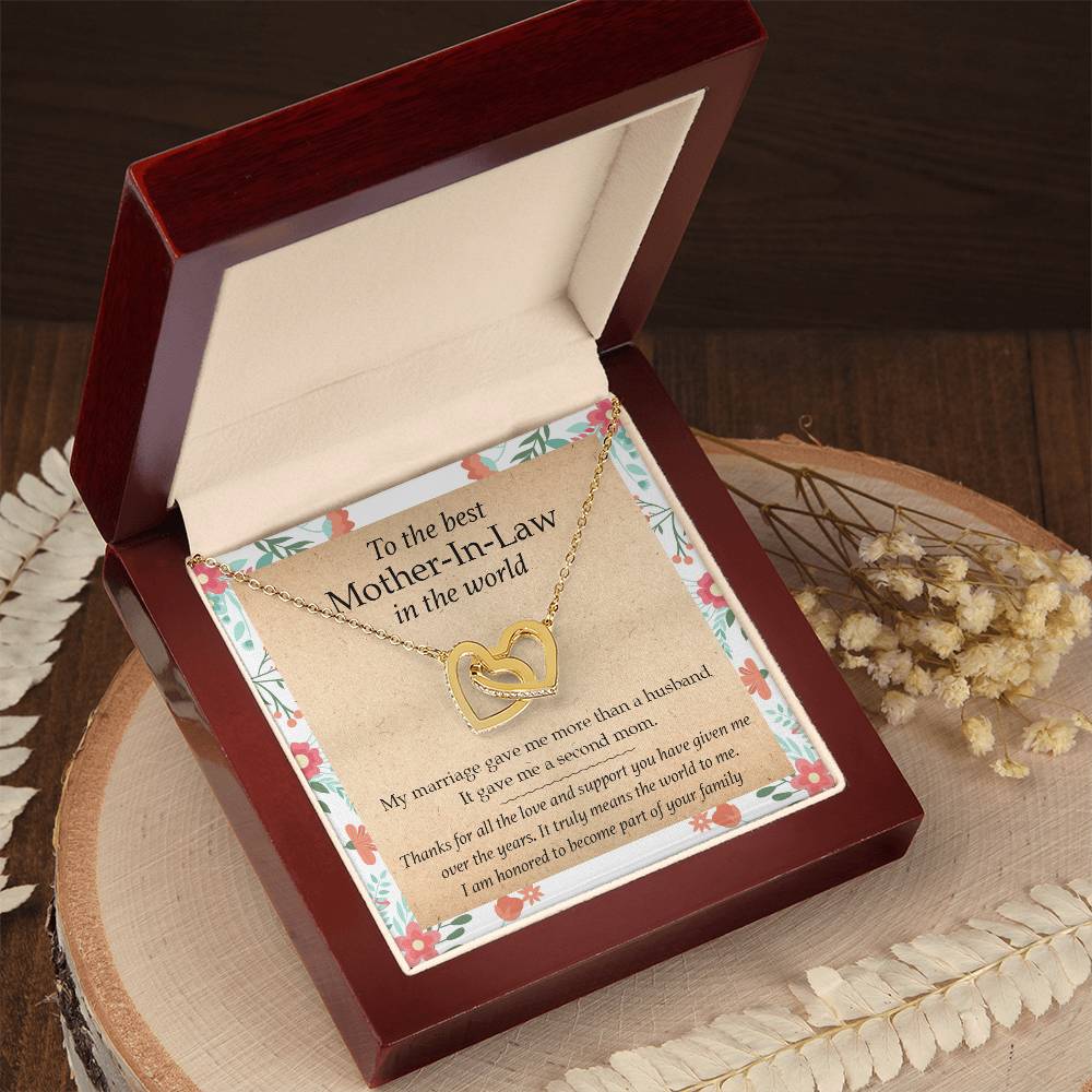 Gift For Mother-In-Law - My Marriage Gave Me A Second Mom - Interlocking Interlocking Hearts Necklace