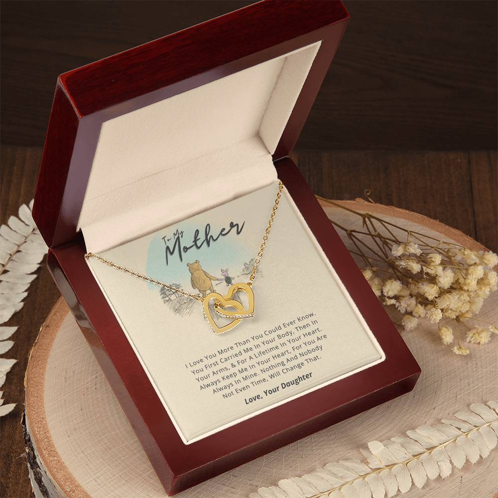 Gift For Mom From Daughter - Loved More Than You Know Necklace Gift Set Interlocking Hearts Necklace
