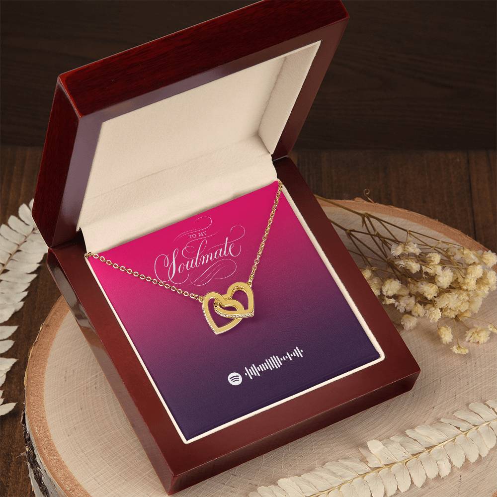 Soulmate Personalized Spotify Code Necklace - Kpop Fan Gift - Unique Valentines Day Gift For Her Interlocking Hearts Necklace