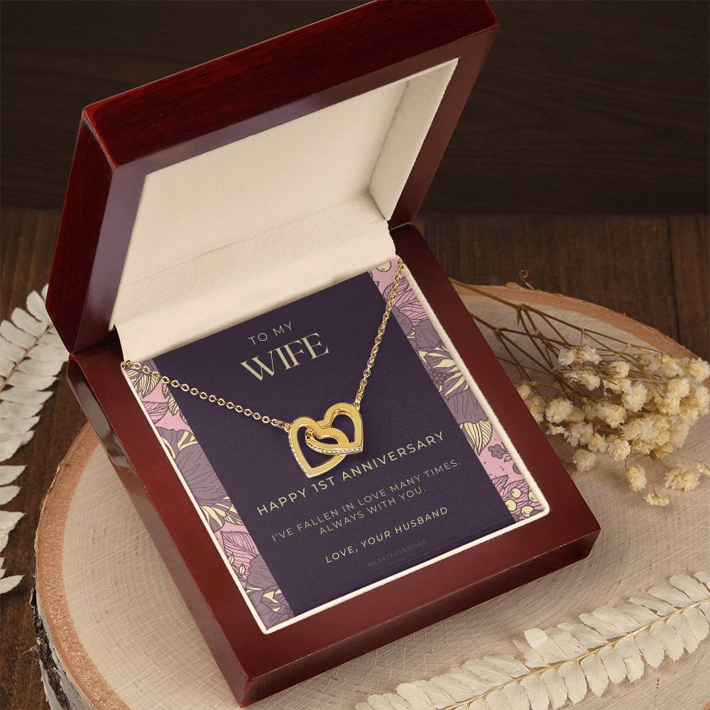 1 Year Anniversary Gift For Wife 1 Year Anniversary Gifts 1 Year Wedding Anniversary Gift Ideas 1St Wedding Anniversary Gift For Her Interlocking Hearts Necklace