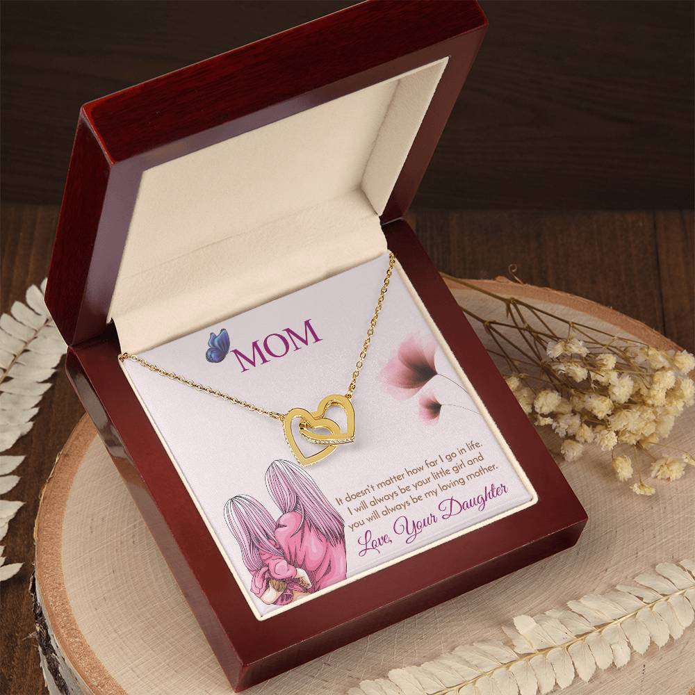 Mom - I Will Always Be Your Little Girl Interlocking Heart Necklace Interlocking Hearts Necklace