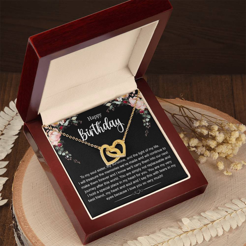 Happy Birthday To My Soul Sister Interlocking Hearts Necklace
