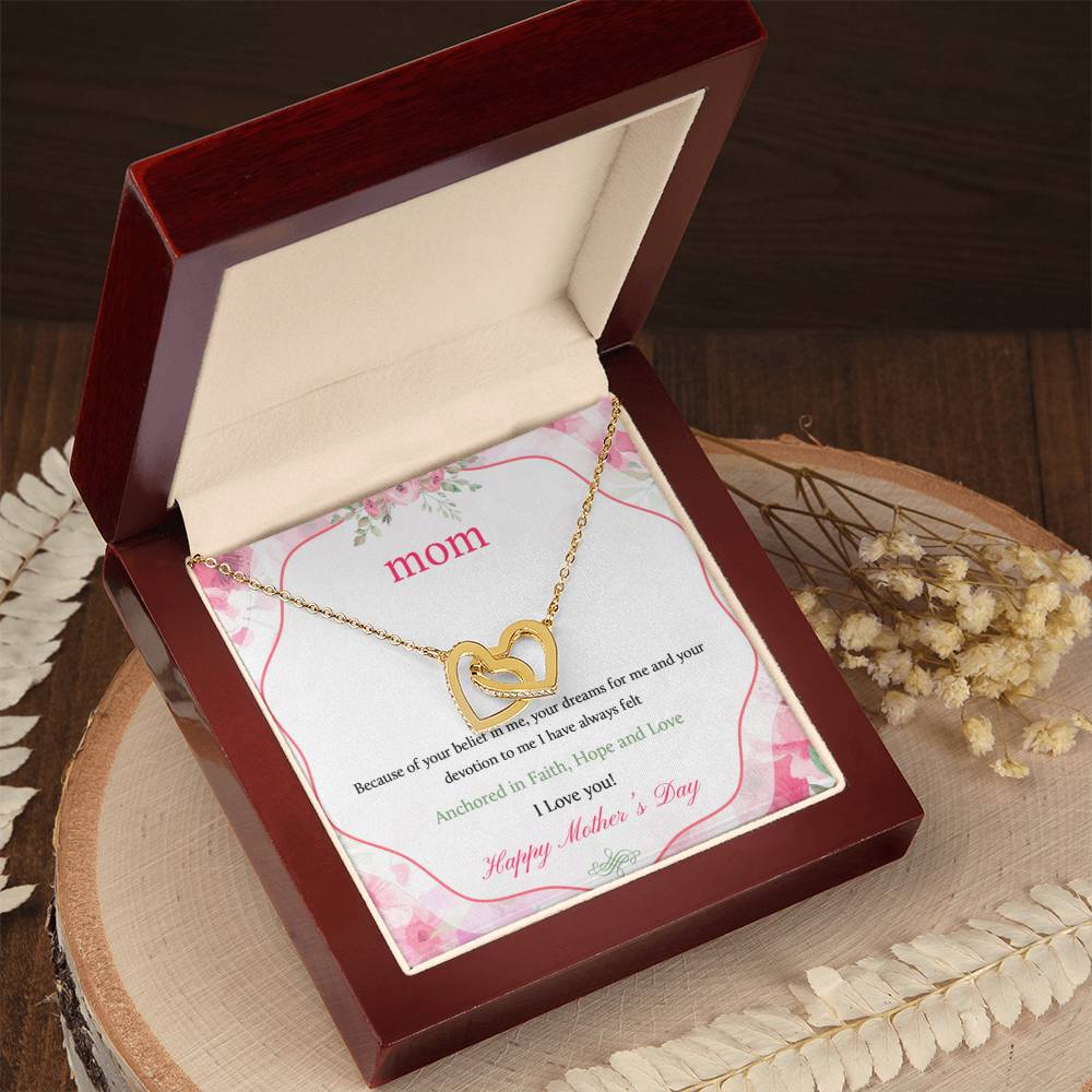 Happy Mothers Day Interlocking Hearts Necklace
