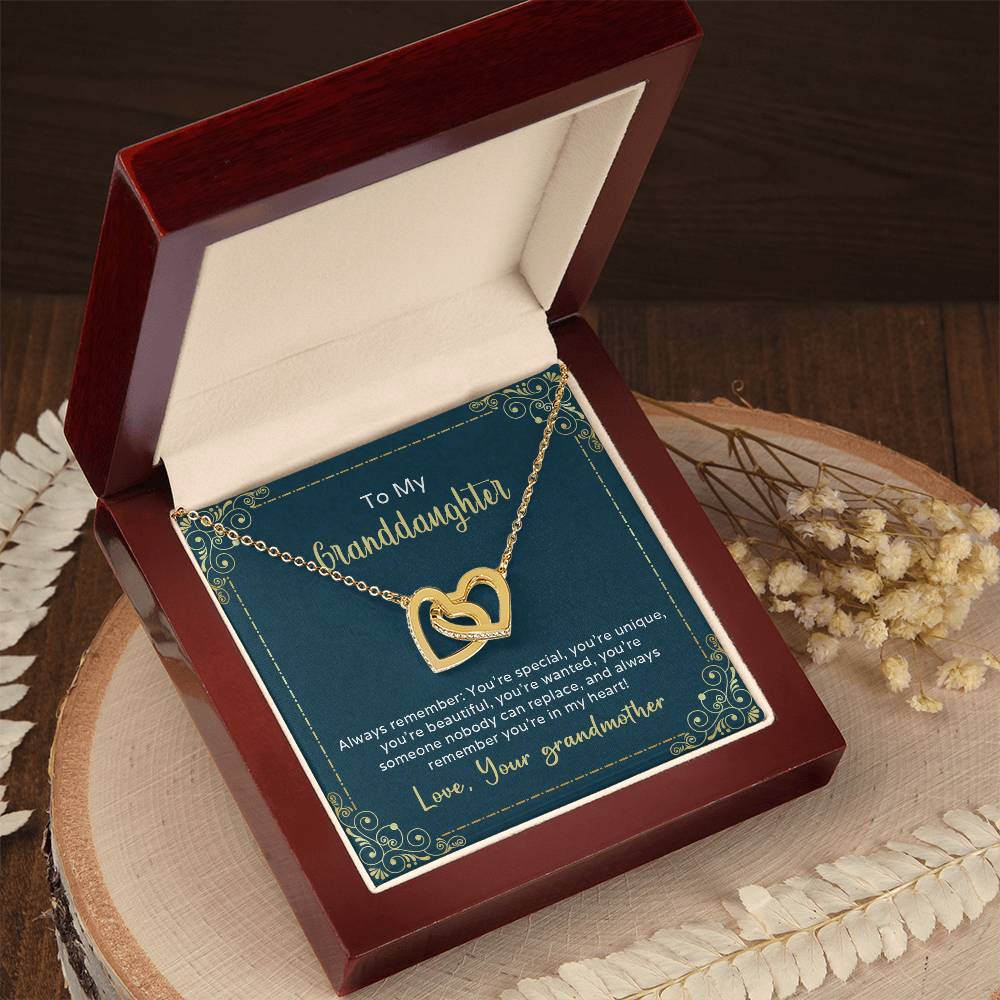 Nobody Can Replace My Granddaughter Heart Necklace Interlocking Hearts Necklace
