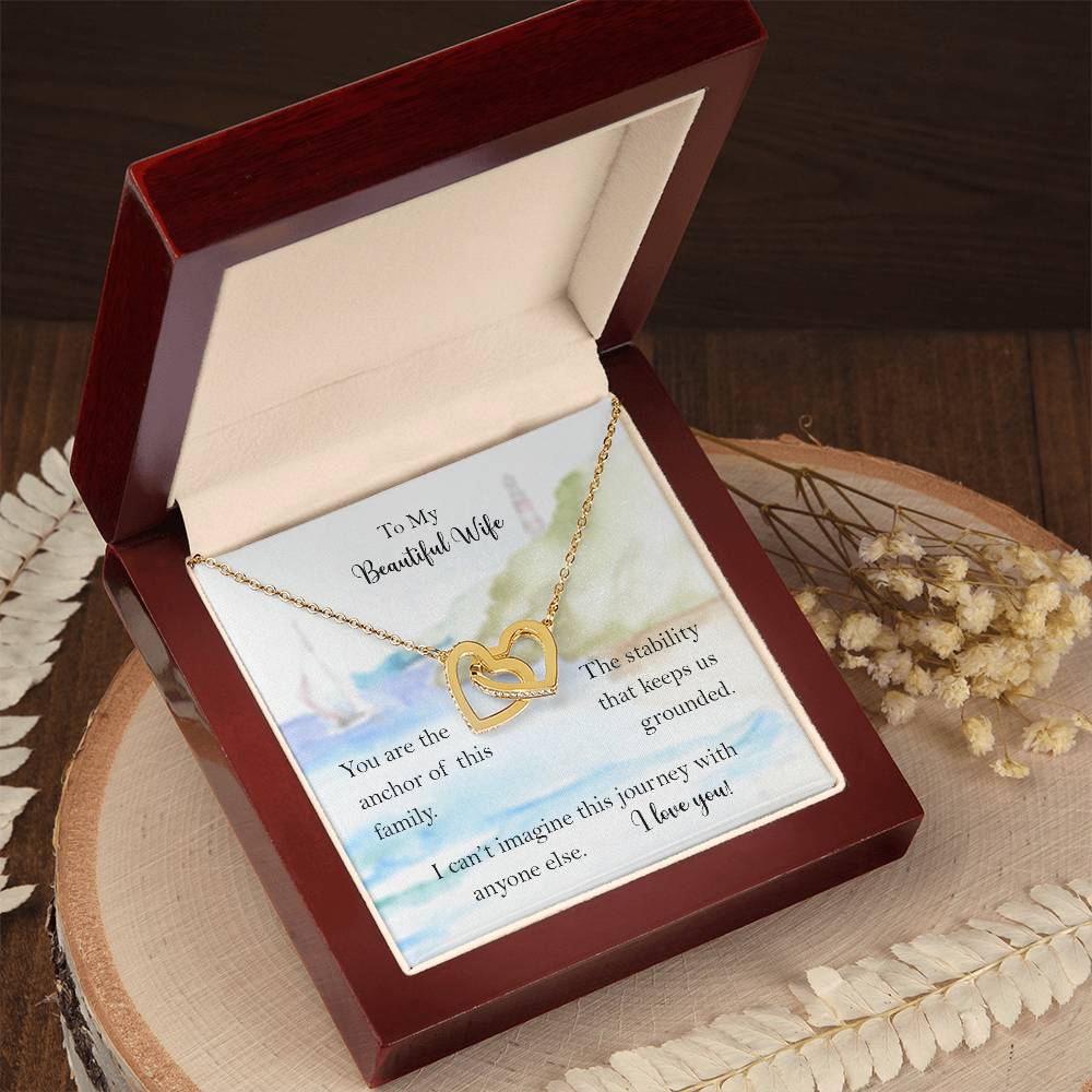 My Wife Anchor Of Our Family Interlocked Hearts Necklace From Husband Interlocking Hearts Necklace