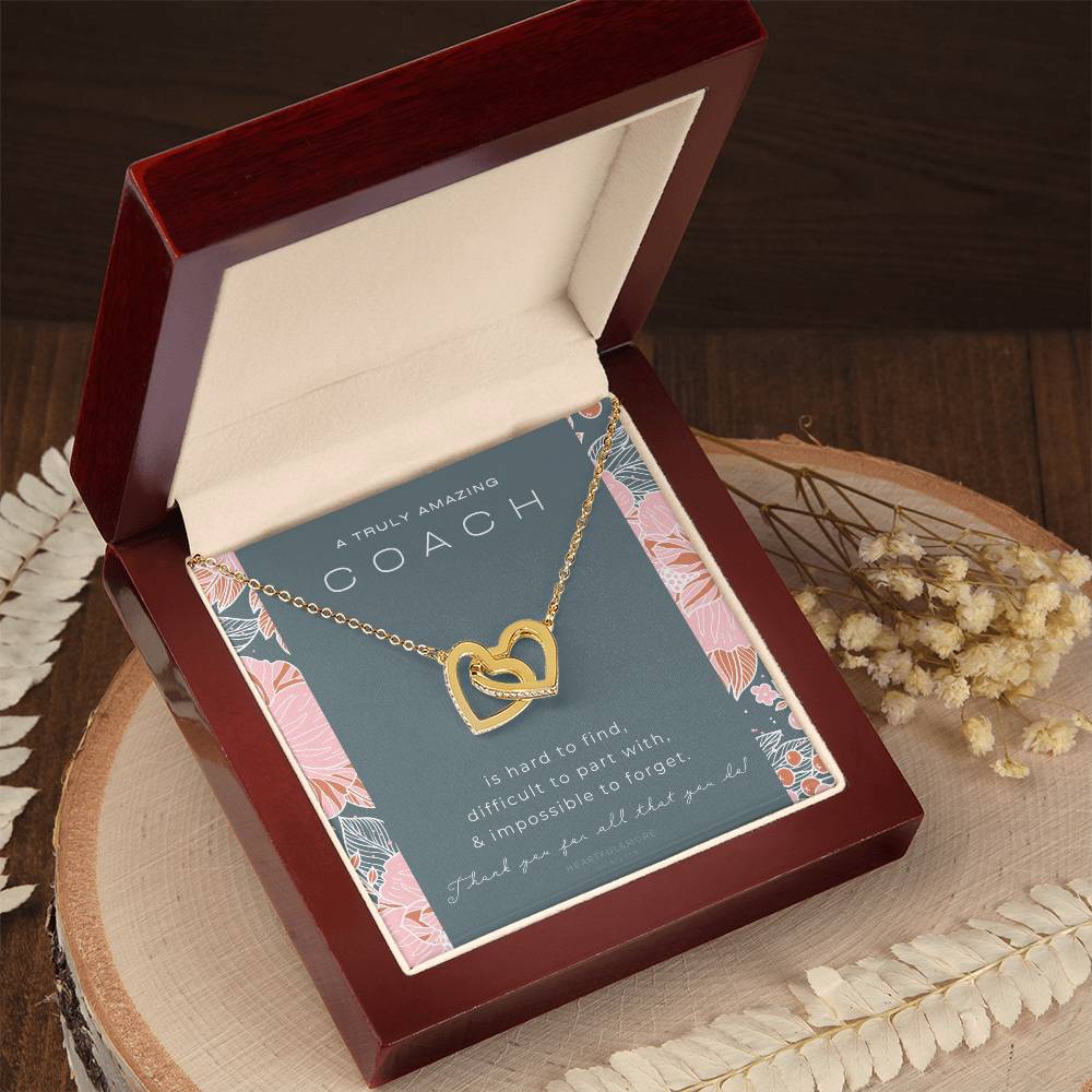 Gymnastics Coach Gift For Women Leaving Gift For Gymnastics Coach To A Truly Amazing Gymnastics Coach Thank You Gift Interlocking Hearts Necklace