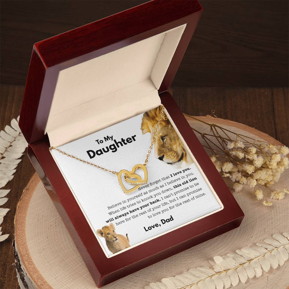 To My Daughter - Old Lion - Necklace Interlocking Hearts Necklace