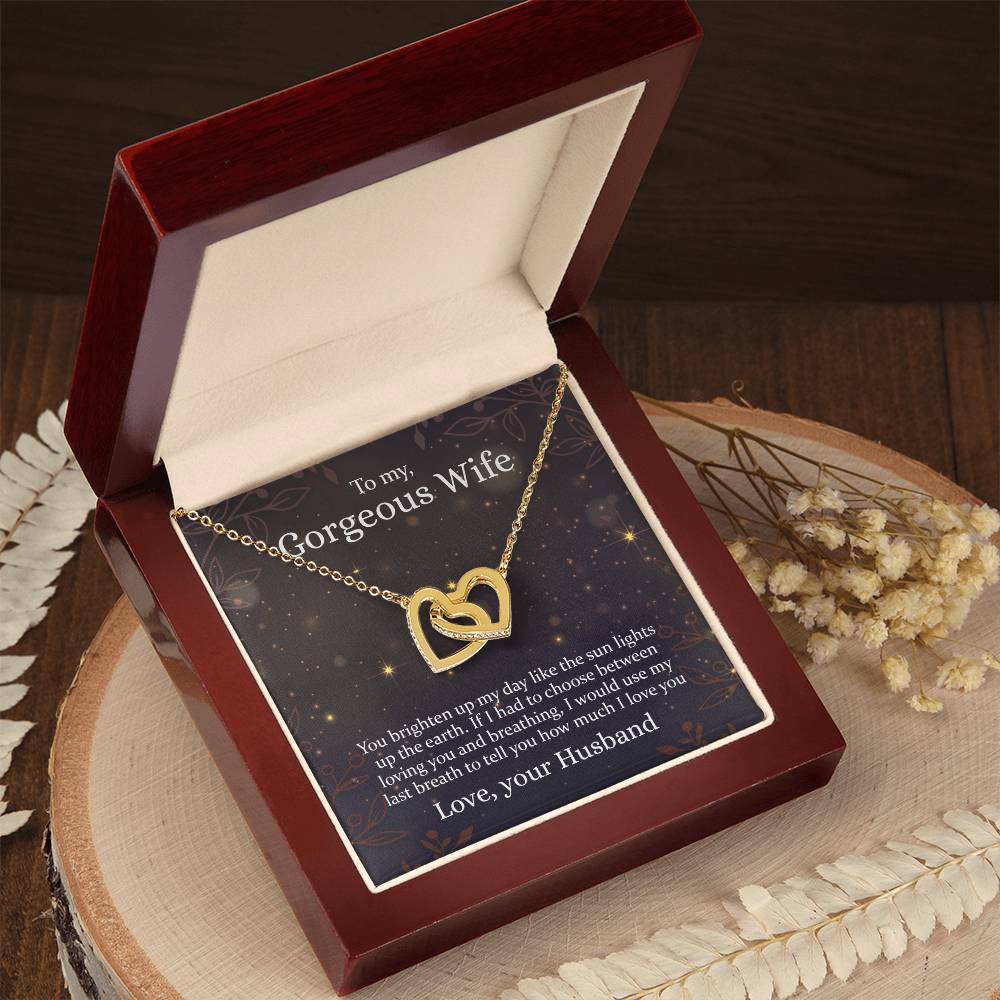 To My Gorgeous Wife - Interlocking Hearts Necklace