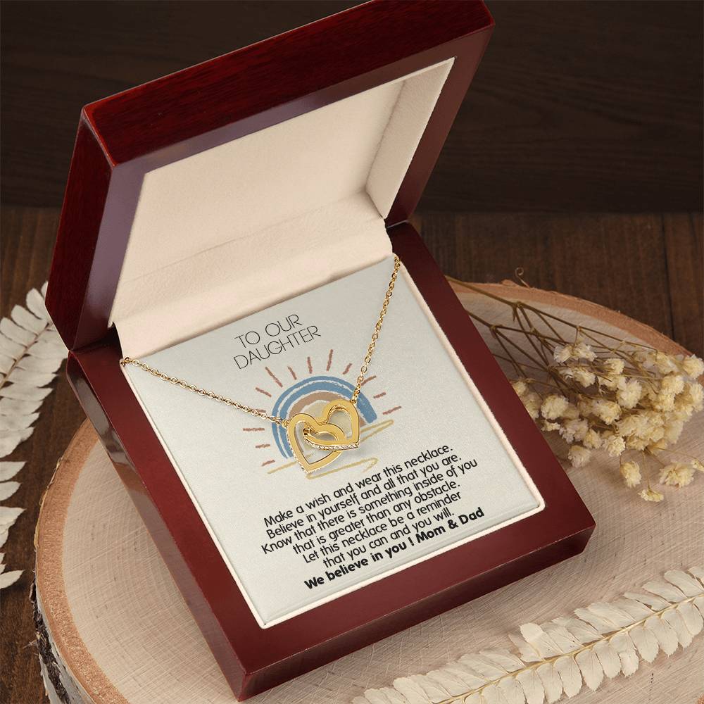 Perfect Daughter'S Appreciation Gift - Unique Necklace For Her Interlocking Hearts Necklace