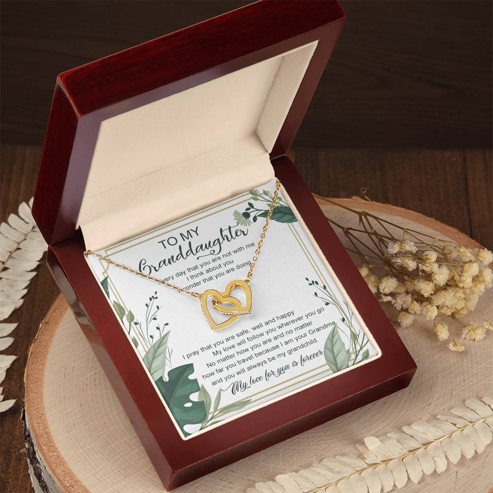 To My Granddaughter Interlocking Heart Necklace Interlocking Hearts Necklace