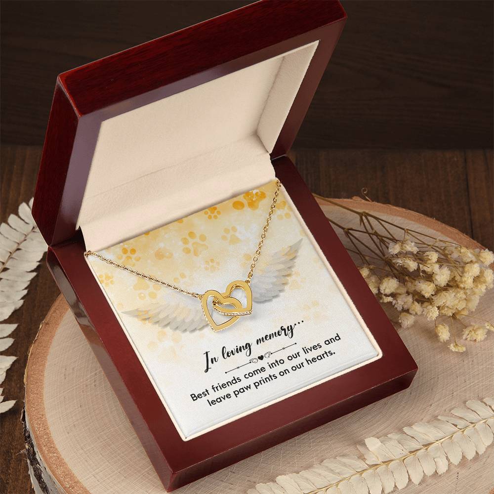 Heart Necklace In Loving Memory Sympathy Gift Pet Loss Dog Memorial Gift Cat Loss Memorial Gifts For Pets Necklace Remembrance Gift Interlocking Hearts Necklace