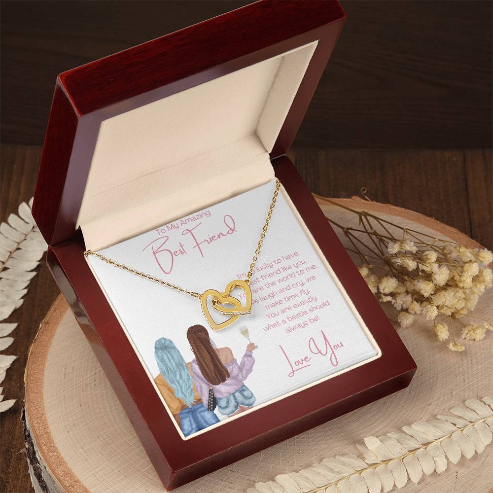 To My Amazing Best Friend - 2 Hearts Interlocking Hearts Necklace