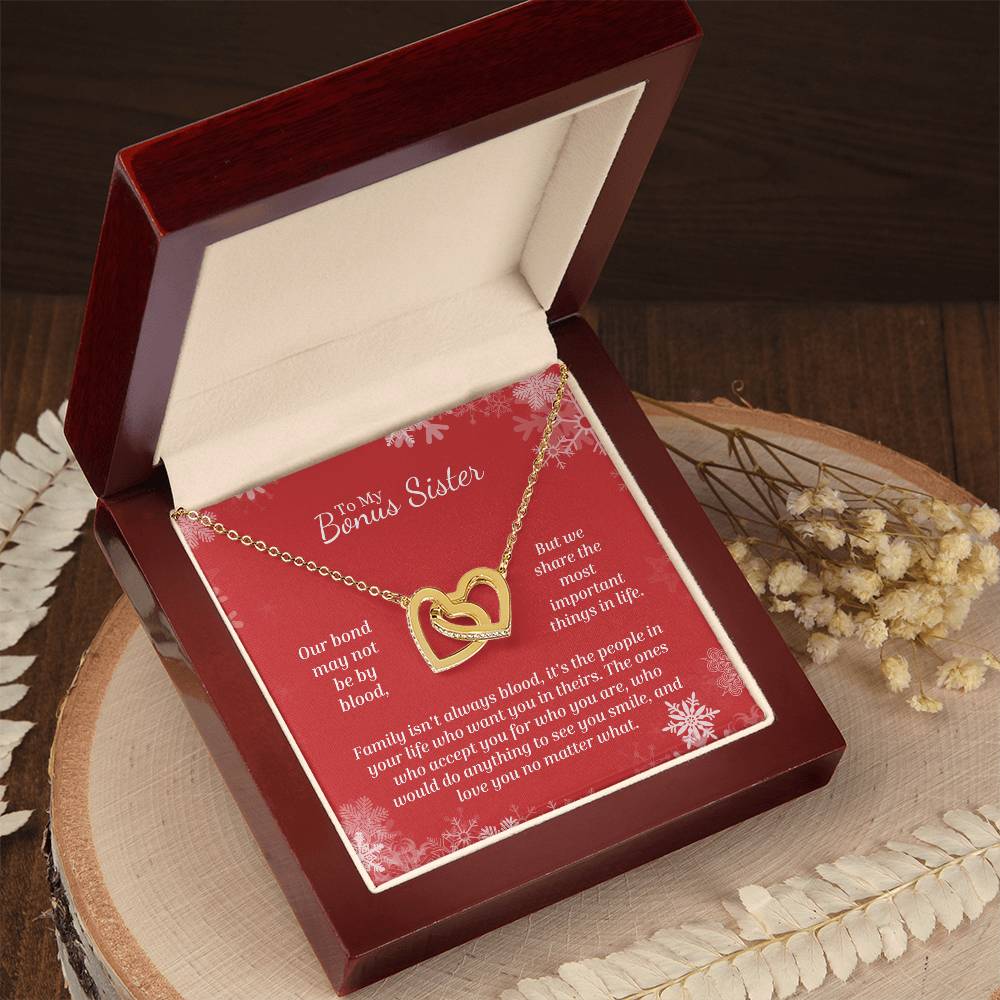 Love You No Matter What - Interlocking Hearts Necklace For Bonus Sister