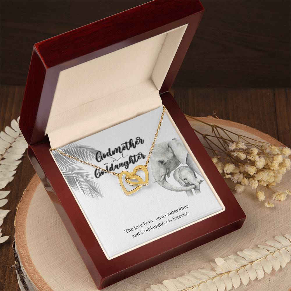 Godmother Goddaughter Gift Necklace Emotional Message Card Cute Elephant Interlocking Hearts Necklace
