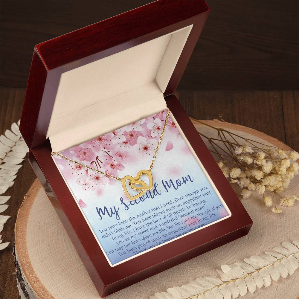 To My Second Mom Gifts Interlocking Hearts Necklace -