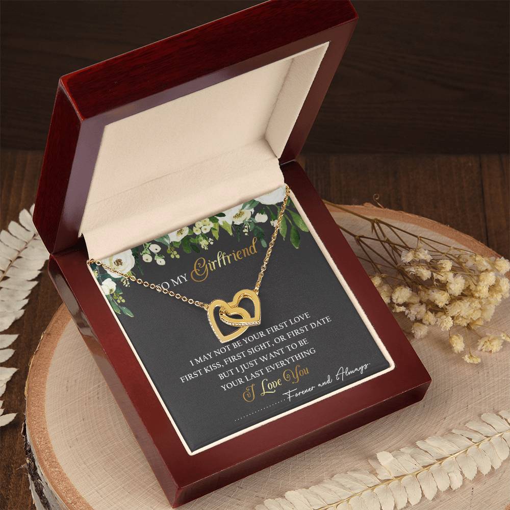 To My Girlfriend Interlocking Hearts Necklace Message Card