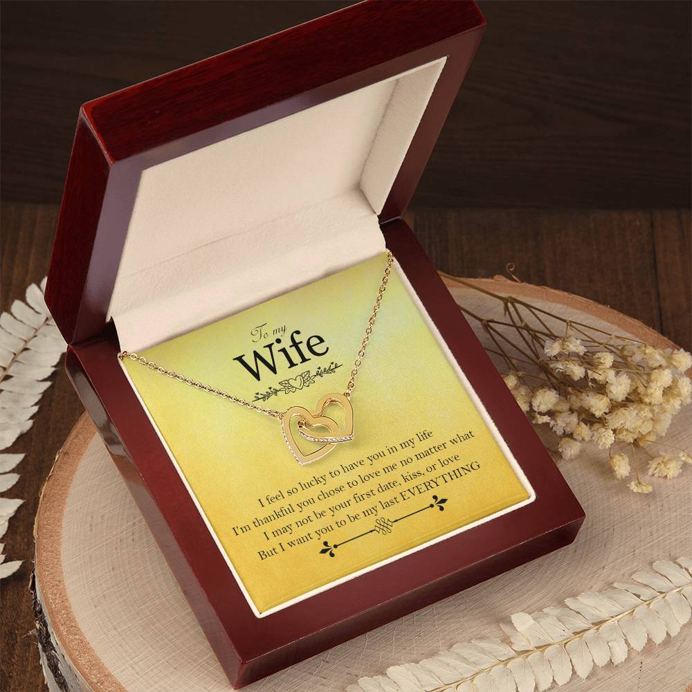 To My Wife - Love Card And Necklace Interlocking Hearts A Interlocking Hearts Necklace