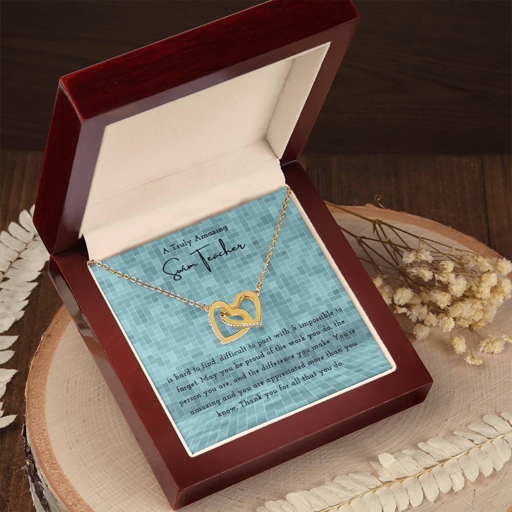Gift For Swim Teacher Swim Teacher Appreciation Gift A Truly Amazing Swim Teacher Gift Interlocking Hearts Necklace