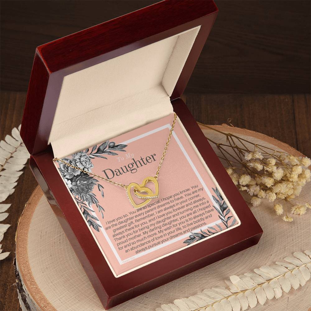 Daughter Gift Interlocking Hearts Necklace