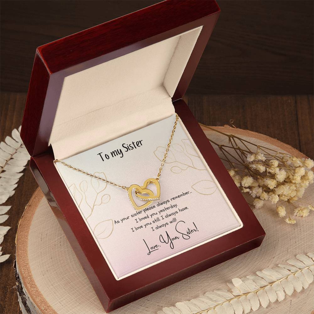 To My Sister Interlocking Hearts Necklace