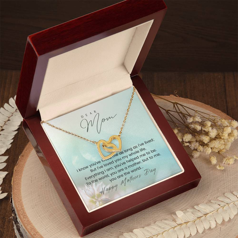 Happy Mothers Day Mom Double Heart Necklace Interlocking Hearts Necklace