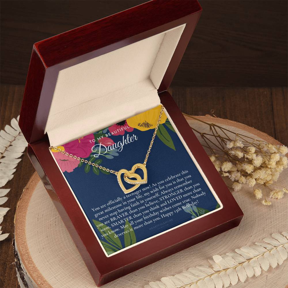 Gift For 13 Year Old Girl Gifts 13Th Birthday Girl 13Th Birthday Gift Thirteenth Birthday Necklace Teen Birthday Gift Official Teenager Interlocking Hearts Necklace