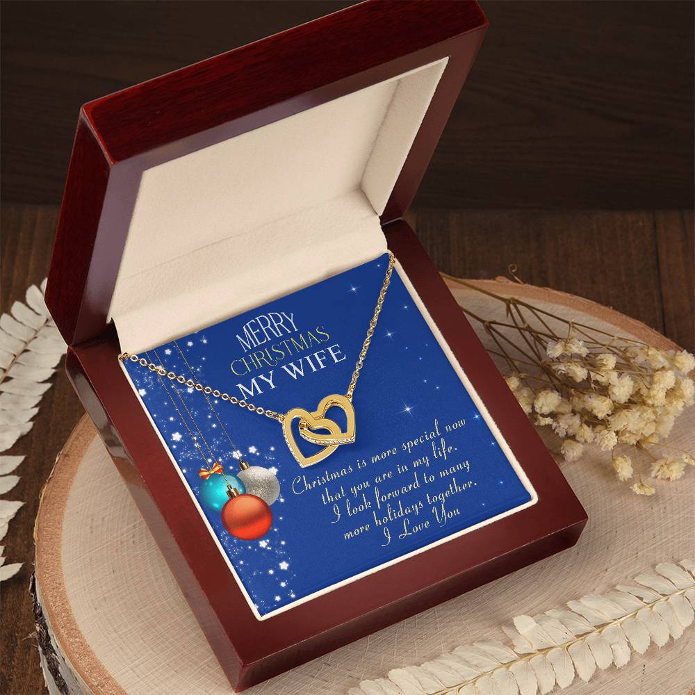 To My Wife - Merry Christmas - Tmw31 Interlocking Hearts Necklace