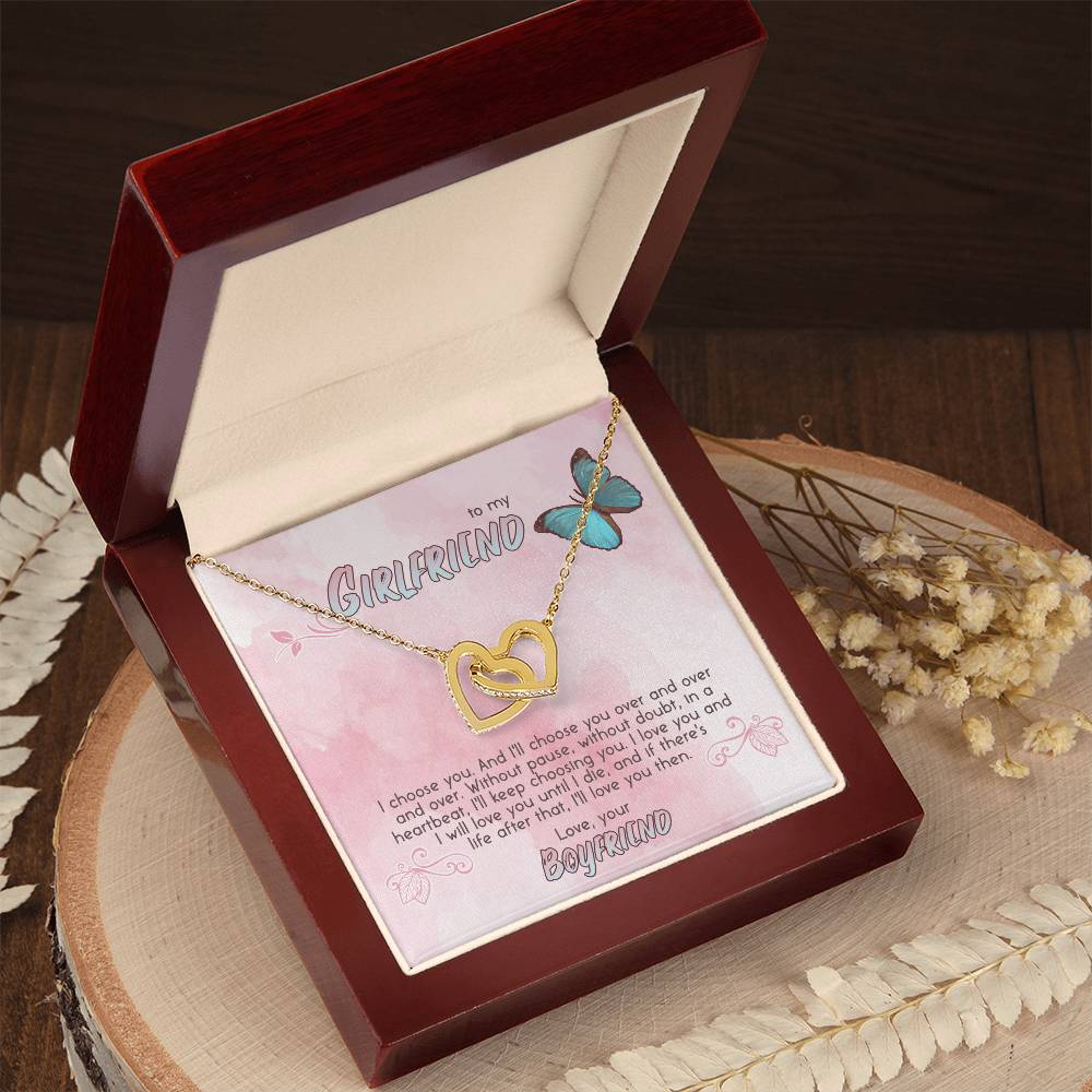 Gift For Girlfriend Interlocking Hearts Necklace