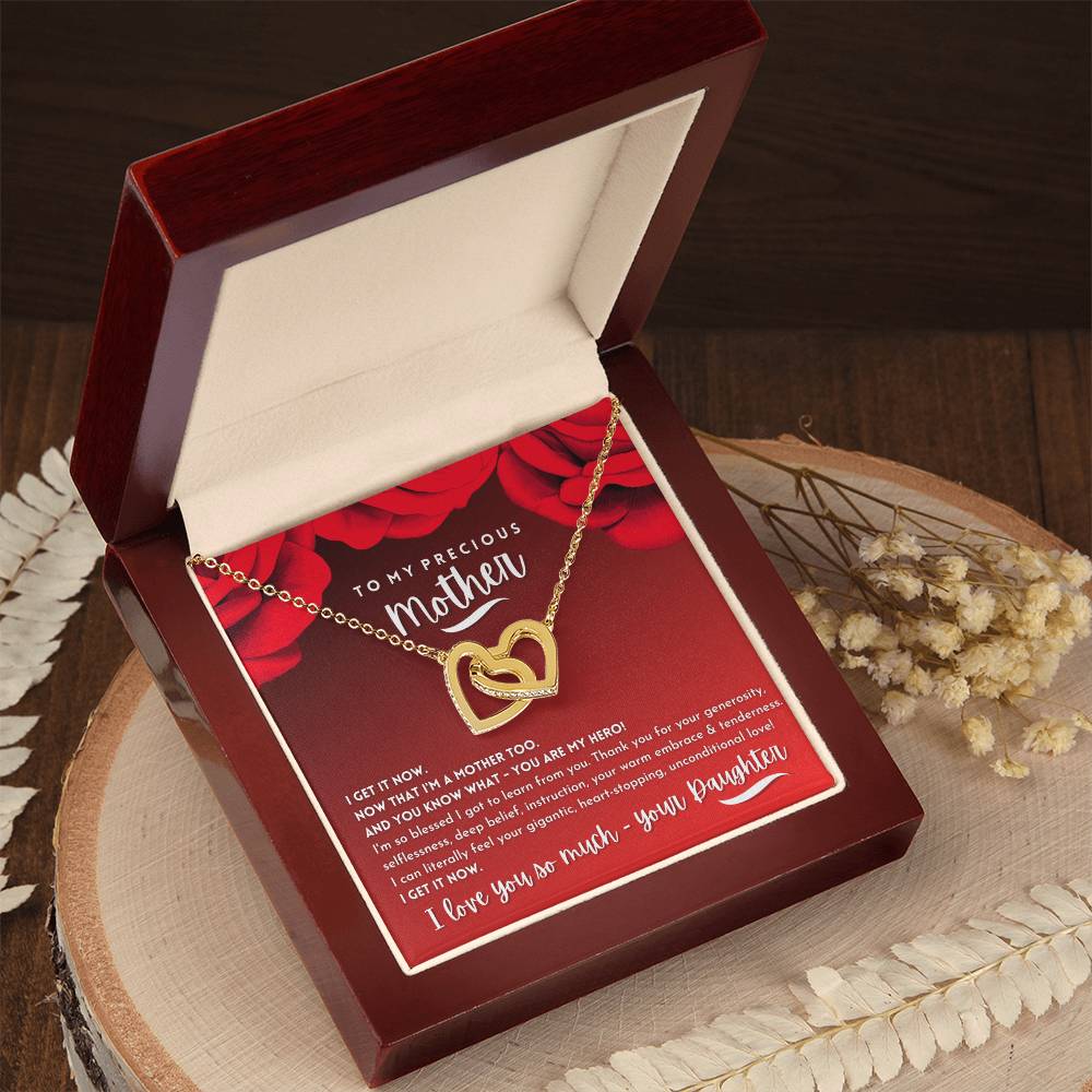 To My Precious Mother From Daughter - Never-Ending Love Necklace Interlocking Hearts Necklace