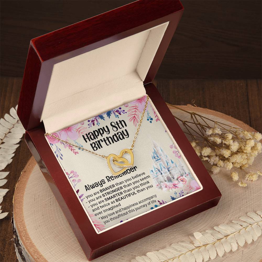 Happy 8Th Birthday Gift For Daughter Gift For 8 Years Old Birthday Teen Girl Daughter Necklace Gift Interlocking Hearts Necklace