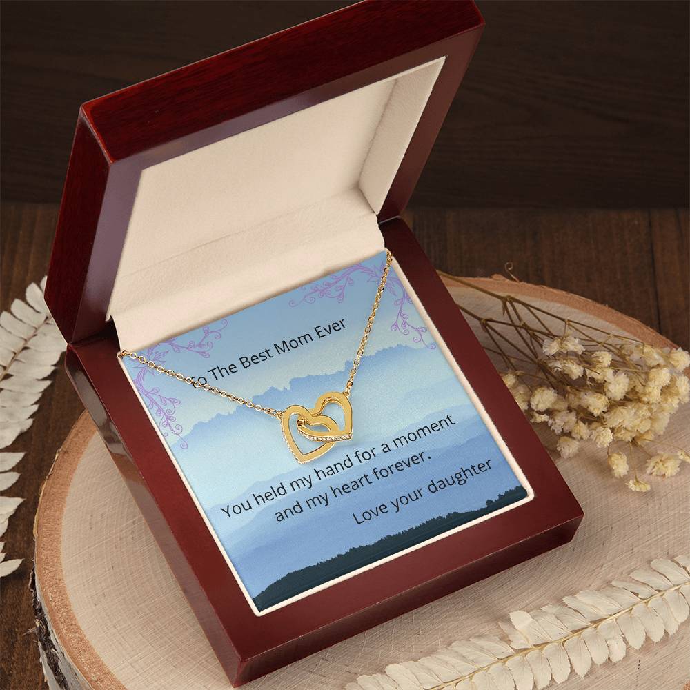 Best Mom Ever Two Hearts Necklace Interlocking Hearts Necklace