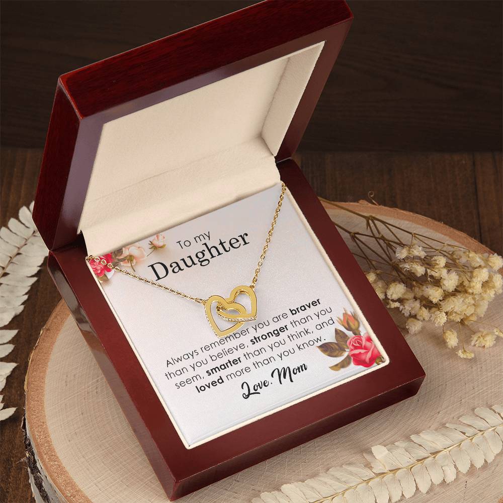 To My Daughter - Interlocking Heart Necklace Interlocking Hearts Necklace