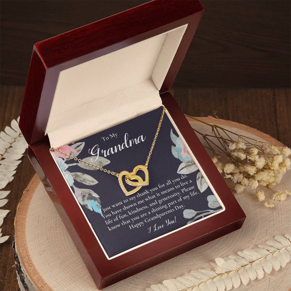 Gift For Grandma Necklace Grandmother Birthday Gift From Granddaughtergrandson To My Grandma Necklace Gift Grandmother Gift Grandparents Day Gift Interlocking Hearts Necklace
