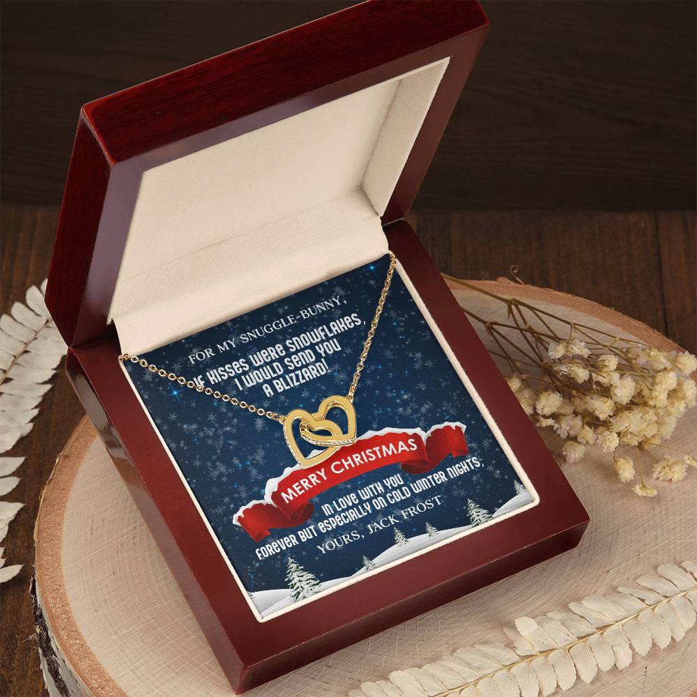 Husband To Wife - If Kisses Were Snowflakes - Customizable Christmas Gift Interlocking Hearts Necklace
