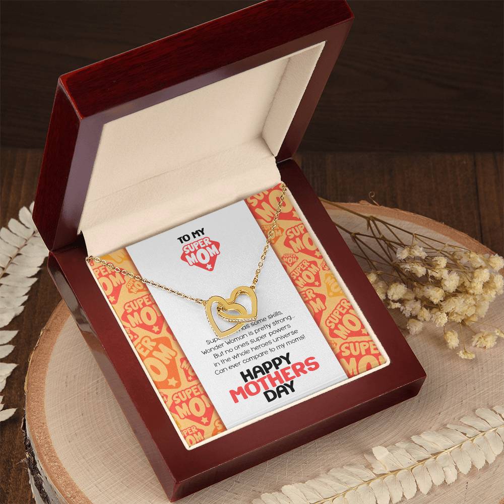 Super Mom Mothers Day Gift Necklace Interlocking Hearts Necklace