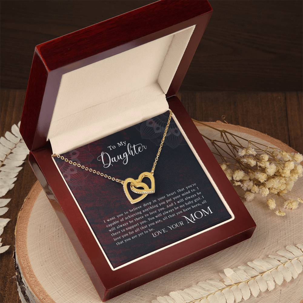 Collection Daughter - You Are Capable Of Achieving Anything Interlocking Hearts Necklace