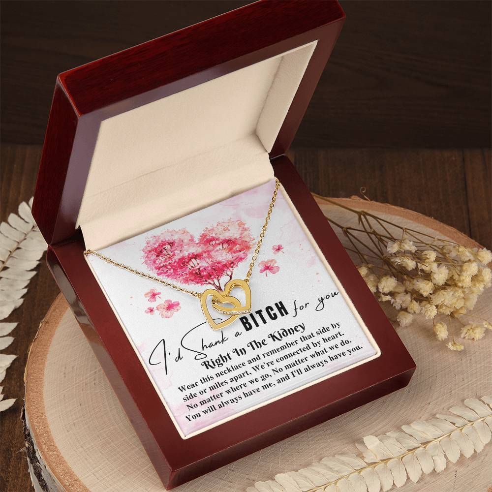 Funny Gift For Best Friend Woman I'D Shank A Bitch For You Right In The Kidney Birthday Gift For Her Necklace Gift For Sister Two Hearts Interlocking Hearts Necklace