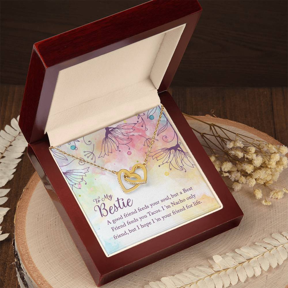 To My Bestie - A Good Friend Feeds Your Soul - Interlocking Hearts Necklace