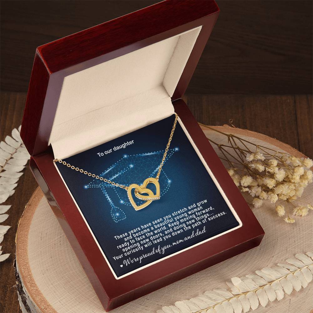 Hey Parents! Beautiful Graduation Gift - Unique Necklace Interlocking Hearts Necklace