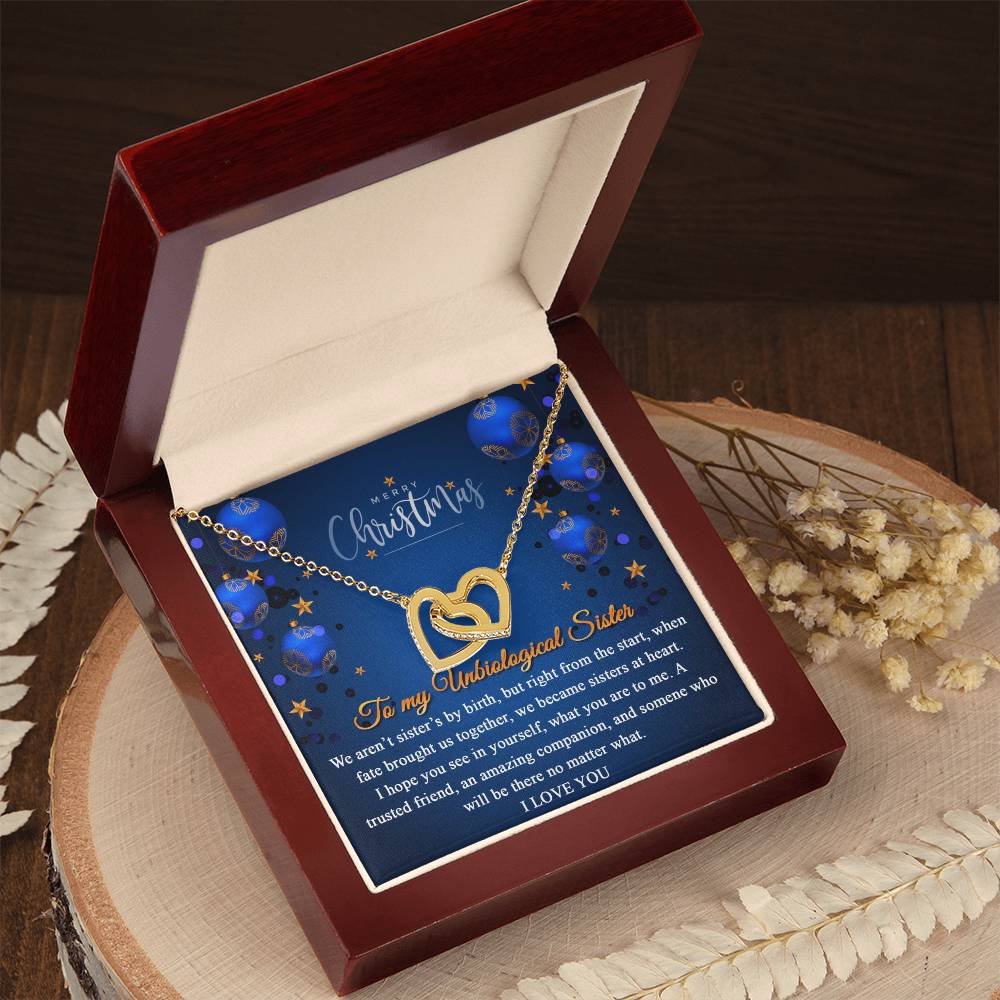 Merry Christmas To My Unbiological Sister Interlocked Hearts Necklace Interlocking Hearts Necklace