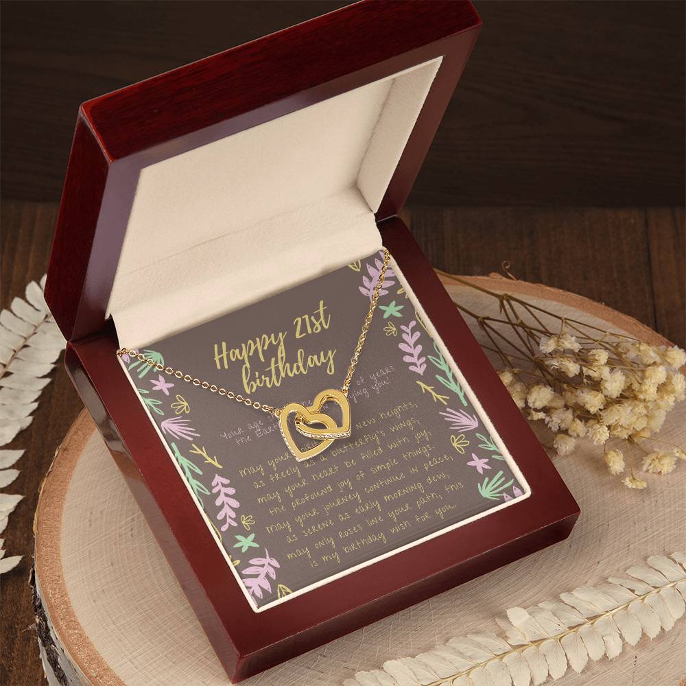 Happy 21St Birthday Necklace 21St Birthday Gift For Her 21St Birthday Gift For Women 21St Birthday Gift Necklace Happy 21St Birthday Friend 21St Birthday Gift 21 Interlocking Hearts Necklace
