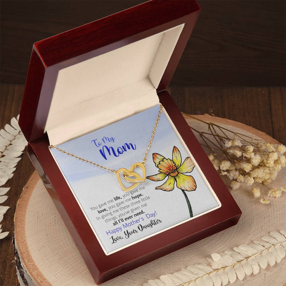 Mother'S Day From Daughter - You Gave Me Hope - Interlocking Hearts Necklace