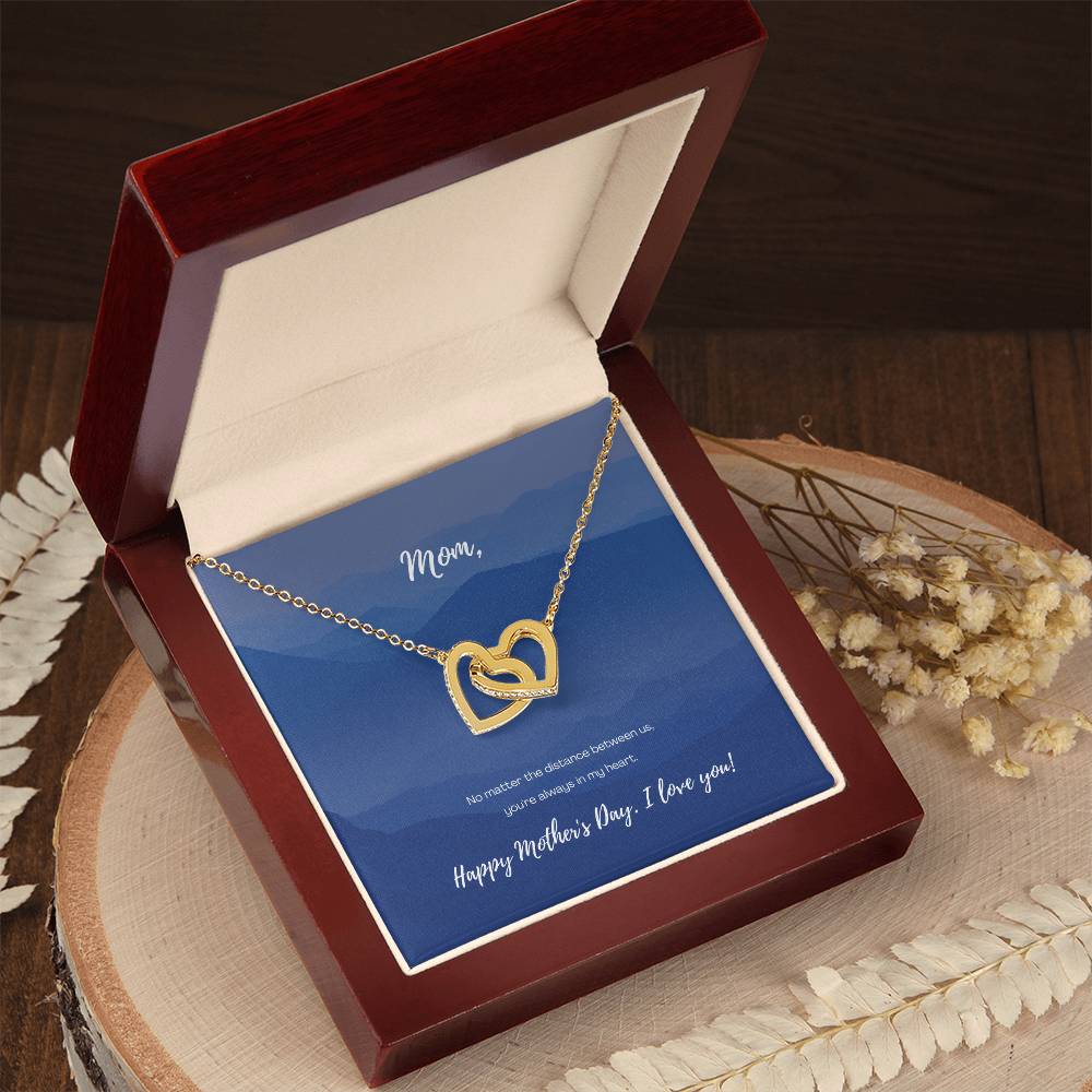 No Matter The Distance - Mother'S Day Two Hearts Necklace Interlocking Hearts Necklace