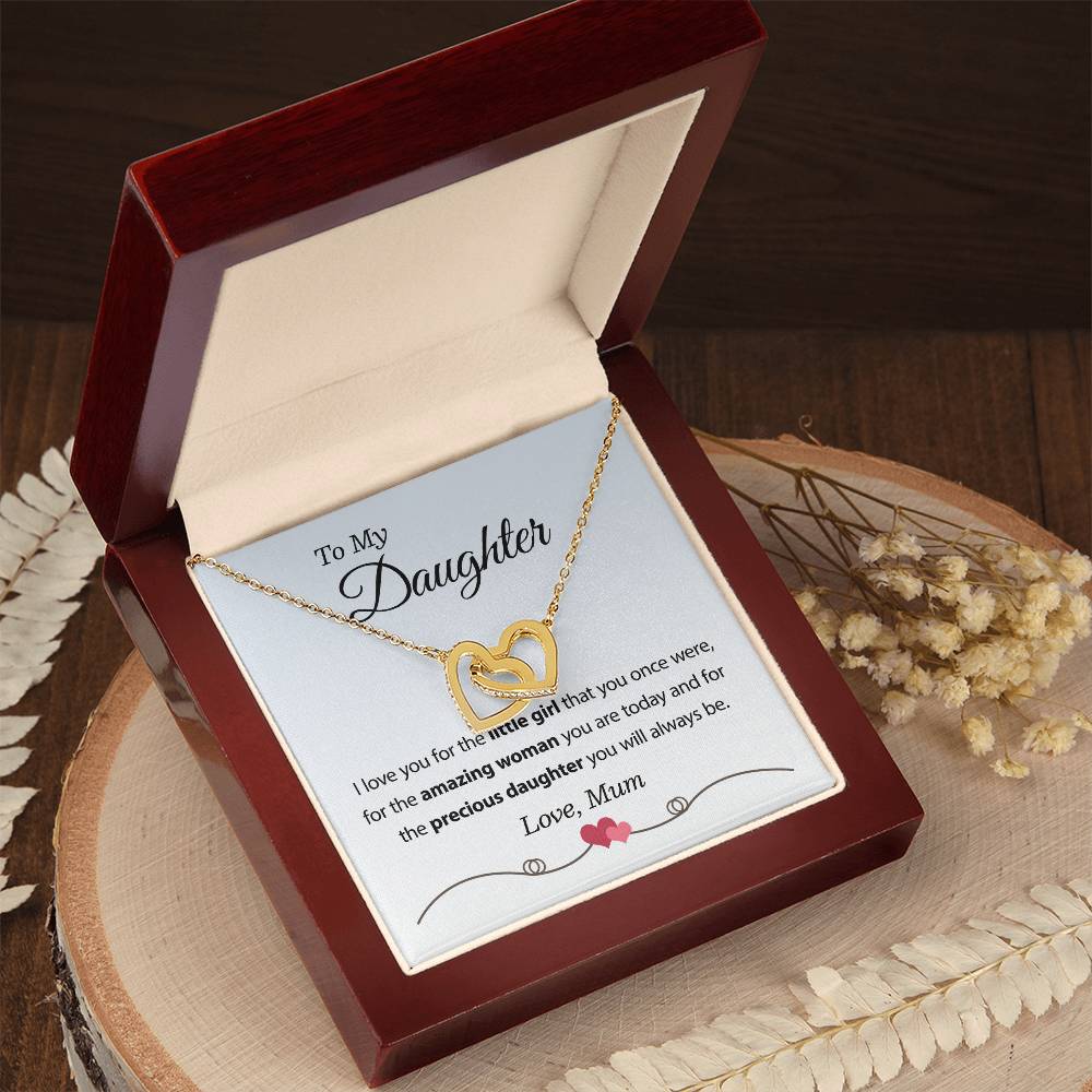 To My Daughter Necklace From Mum Interlocking Hearts Necklace