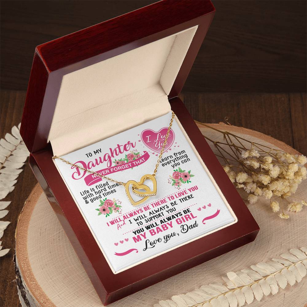 Daughter Dad Interlocking Hearts Necklace